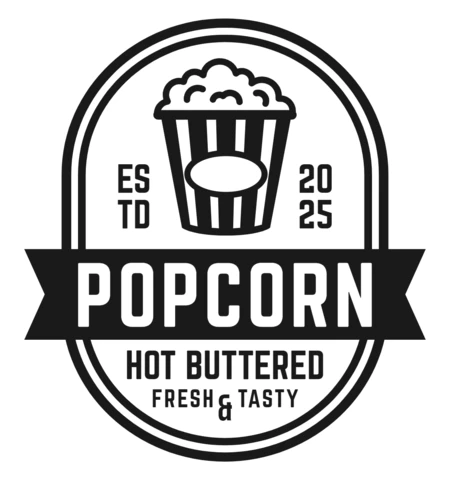Fresh And Tasty Hot Buttered Popcorn Logo Design Template