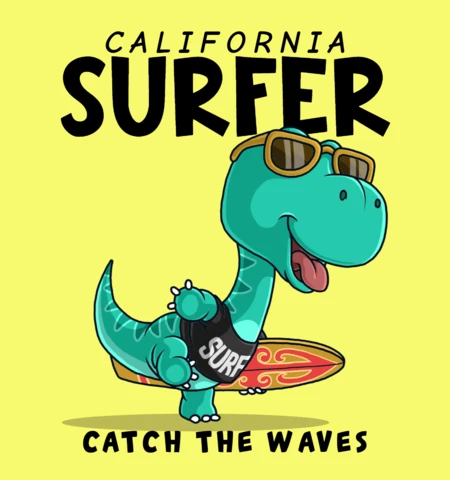 California Surfer Dinosaur Design Template - Catch The Waves!