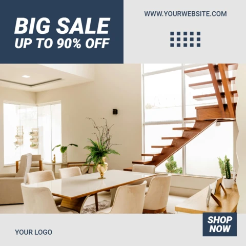 Flat Grey And Blue Advertisement Social Media Post Design Template