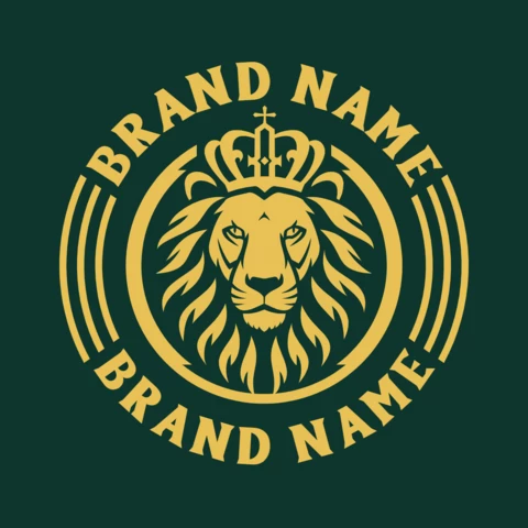 Modello di progettazione del logo della testa della corona del leone
