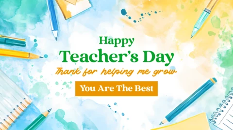 Watercolor Teacher's Day Design Template for Appreciation Cards