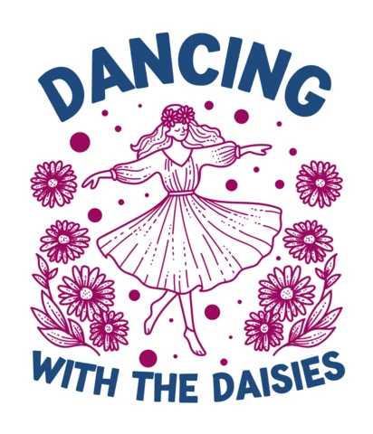 Dancing with The Daisies Floral Design Template for T-Shirts