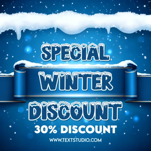 Winter Discount Promotional Template with Snowy Background Design for Flyers