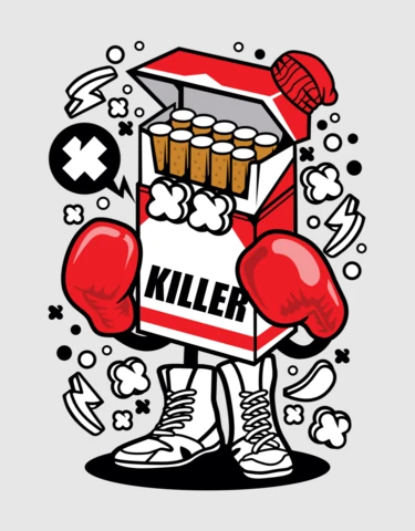Modelo de design de pôster de personagem de desenho animado de boxeador de cigarro
