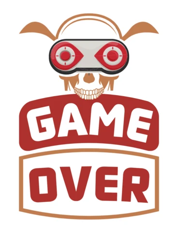 Retro Gaming Skull Design Template - Game Over Theme