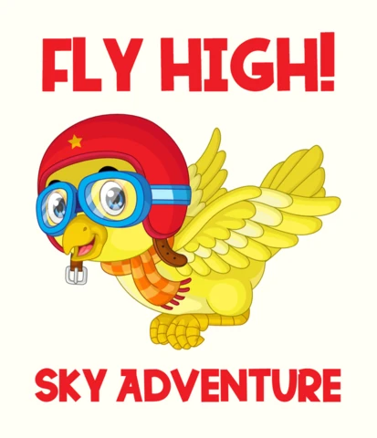 Pájaro volando alto cielo aventura diseño para niños proyectos motivacionales