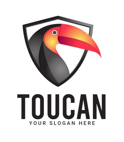 Toucan Colorful Bird Shield Logo Design Template
