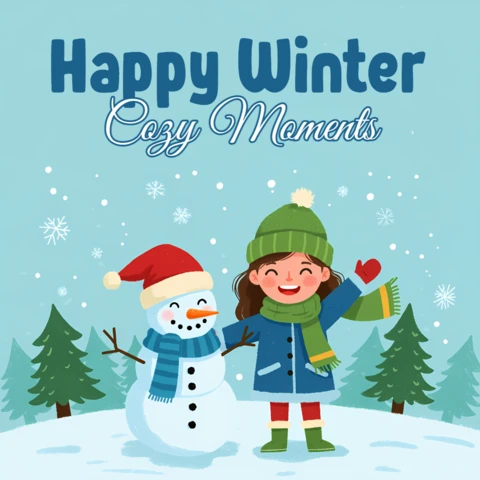 Template de design para cartões de saudação de férias com momentos aconchegantes de inverno