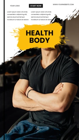 Plantilla de diseño de historias de Instagram para publicaciones de gimnasios y cuerpos saludables