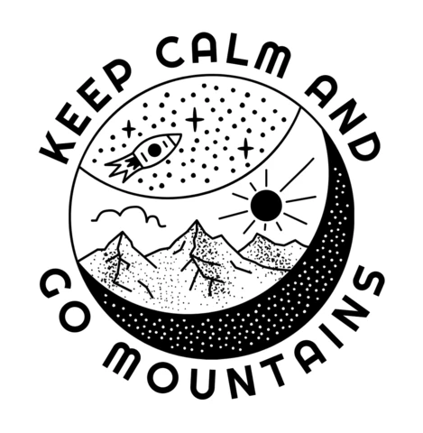 Geometría sagrada keep calm and go mountains diseño de plantilla de insignia