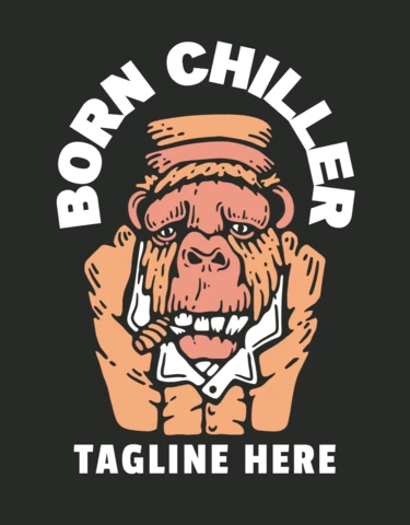Geborener Chiller mit Schimpansen-T-Shirt-Design-Vorlage