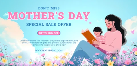 Charming Mother's Day Sale Template Design with Floral Elements