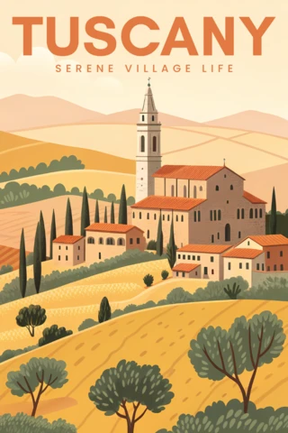 Tuscany Landscape Design Template for Travel Posters