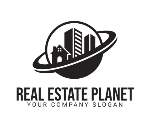 Modernes immobilien planet logo design Vorlage