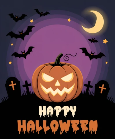Spooky Halloween Pumpkin Design Template for Party Invitations