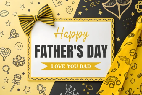 Happy Father's Day Design Template with Playful Yellow and Black Graphics