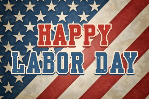 Vintage Americana Labor Day Design Template with Stars and Stripes