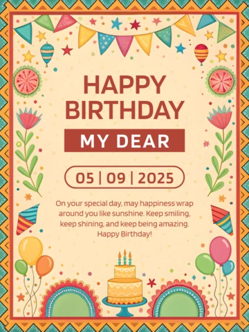Template de celebração de aniversário festivo – design colorido para ocasiões especiais
