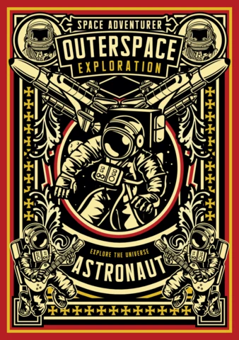 Astronaut Outer Space Exploration T-Shirt Design Template