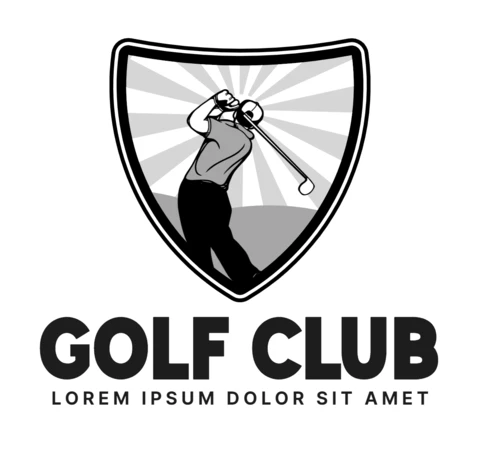 Golf Club Shield Vintage Style Logo Design Template