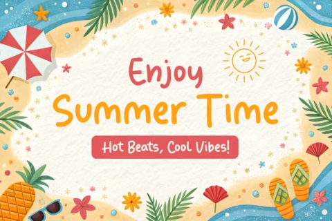 Summer Vibes Editable Design Template - Fun and Colorful Beach Theme