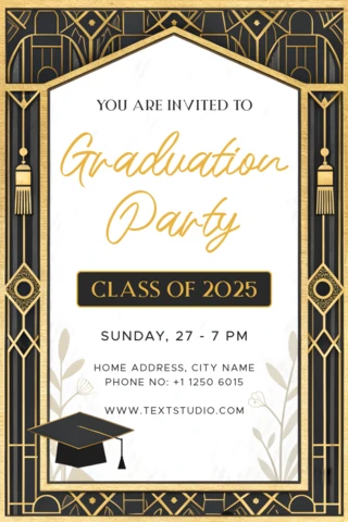 Plantilla de invitación elegante para fiesta de graduación | diseño de la clase de 2025