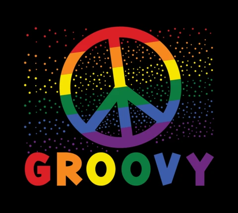 Peace Sign Retro Groovy Hippie T-shirt Design Template