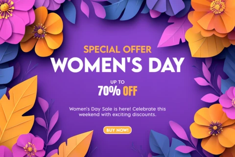Women's Day Sale Design Template with Floral Elements