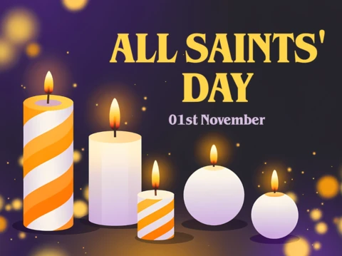 All Saints' Day Candle Design Template for Greeting Cards