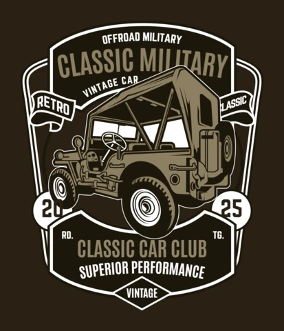 Plantilla de diseño de camiseta todoterreno militar clásica