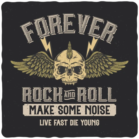 Rock and Roll Skull Vintage T-shirt Design Template
