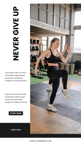 Never Give Up Fitness Instagram Story Post Design Template