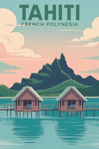 Vintage Tropical Paradise Design Template for Travel Posters