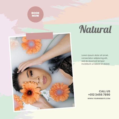 Modelo de design de postagem promocional do Instagram em tons pastel de beleza atraente