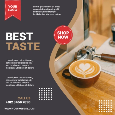 Best taste coffee plantilla de diseño de post de instagram
