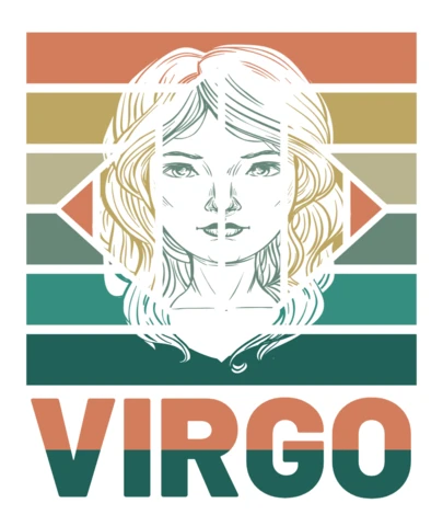Modello di design virgo retrò con strisce artistiche e stile illustrativo
