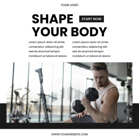 Gestalte deinen Körper Bodybuilding Instagram Post Design Vorlage