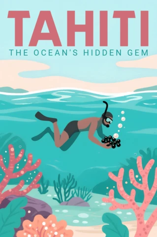 Underwater Adventure Design Template Featuring Snorkeler and Coral for Travel Posters