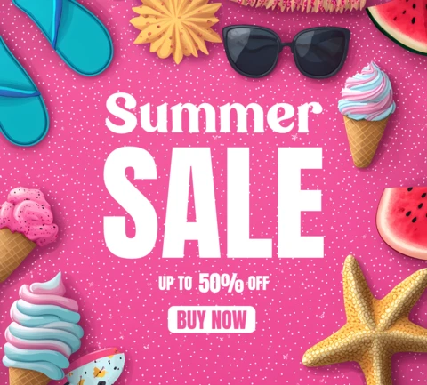 Colorido diseño de plantilla de rebajas de verano para promociones estacionales