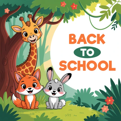 Back to School Animal Friends Design Template for Kids' Posters