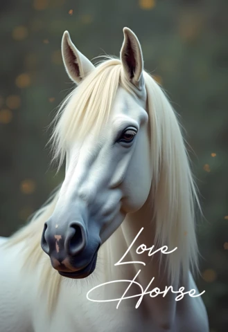 Elegante plantilla de diseño de retrato de caballo blanco