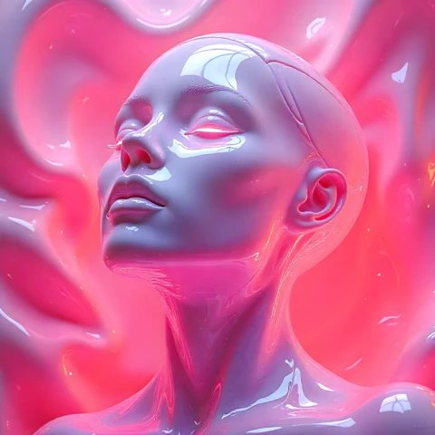 Futuristic Neon Glow Art Design Template: Surreal Portrait with Vivid Colors