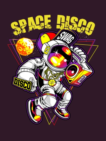 Disco espacial con plantilla de diseño de camiseta de astronauta