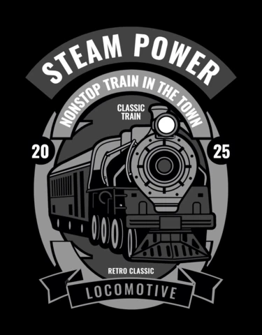 Steam Power Train Vintage T-shirt Design Template