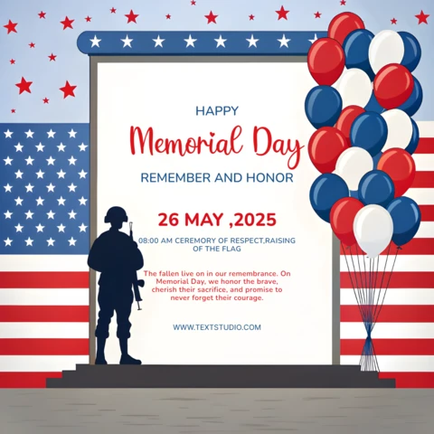 Patriotic Memorial Day Celebration Template – Editable Design with Stars and Stripes
