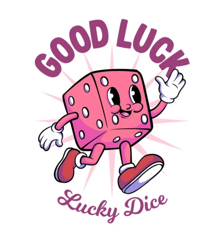 Lucky Roll Cheerful Dice Character Bringing Good Fortune T-Shirt Design Template