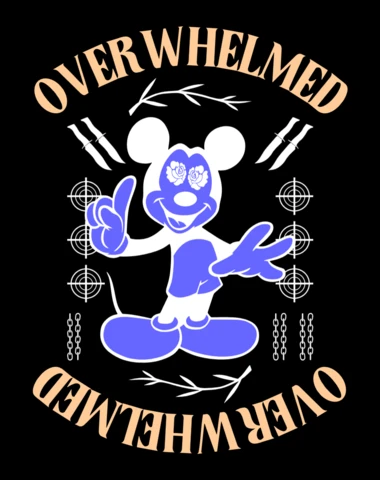 Modelo de design de personagem de cartoon sobrecarregado para vestuário