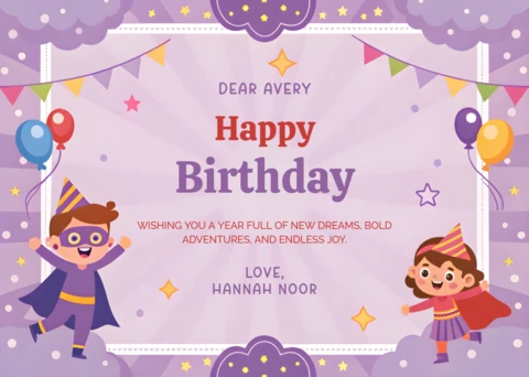Modèle de conception de célébration d'anniversaire fantaisiste pour enfants