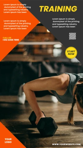 Gym Training Center Promotional Instagram Story Post Design Template