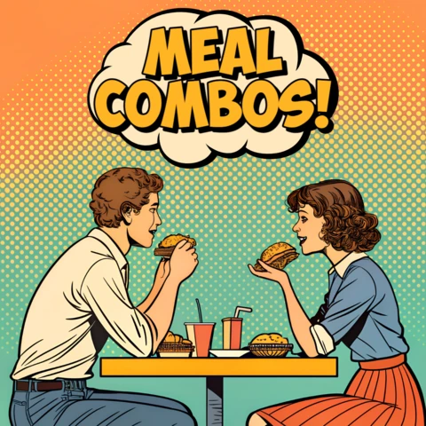 Retro Meal Combos Design Template for Restaurant Promotions